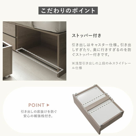 照明宮付 チェスト ベッド セミダブル ホワイト 薄型国産ポケットコイルマットレス付 収納ベッド