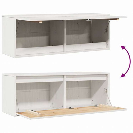 vidaXL ウォールキャビネット ホワイト 100x30x35 cm パイン無垢材家具 棚