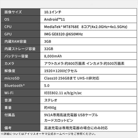 アイリスオーヤマ タブレット10インチ TM101N2-GY グレー