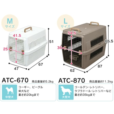アイリスオーヤマ エアトラベルキャリー Mサイズ ATC-670 ホワイト