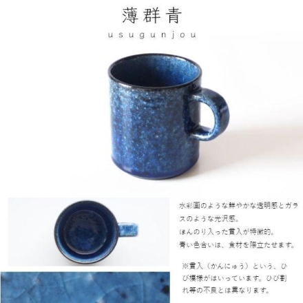 竜山窯 美濃焼 ペアマグカップ fuac303 食器 コップ 薄群青×薄群青