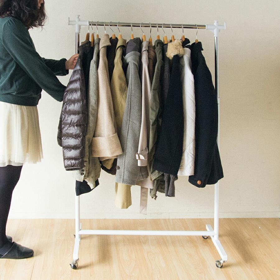 頑丈ハンガーラック 120cm幅 キャスター付き ホワイト