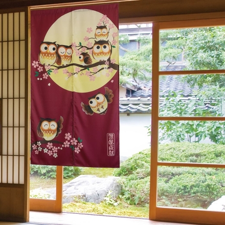 「風水」ふくろうのれん 4色組 暖簾 フクロウ 縁起物 セット インテリア 間仕切り 目隠し まとめ買い お得 梟