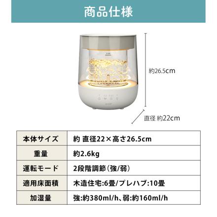 QUADS ガラススチーム加湿器 GLASS MINI QS629GY グレー