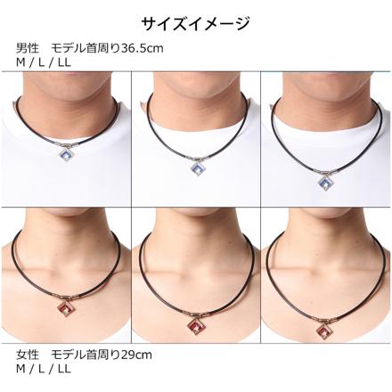 コラントッテ 磁気ネックレス TAOネックレス スリム ARAN mini シルバー×ブルーラメ Lサイズ (約47cm) ABARO07L & ハンドタオルセット