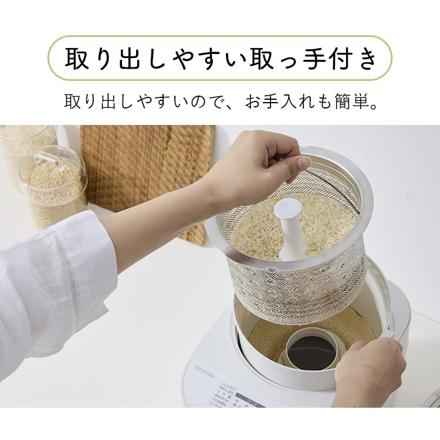 アイリスオーヤマ 米屋の旨み 銘柄純白づき精米機 RCI-C5-C ホワイト ＆ライスストッカー HB-3898＆ゆめぴりか玄米(300g)＆マイクロファイバークロス