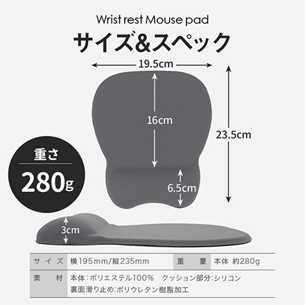 マウスパッド 手首置き リストレスト 低反発 クッション おしゃれ リモートワーク 在宅勤務に ブルー