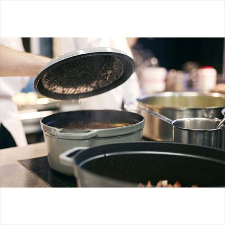 staub ストウブ ピコ・ココット ラウンド 24cm グレー 40500-246 大きい 両手 鋳物 ホーロー 鍋 IH対応