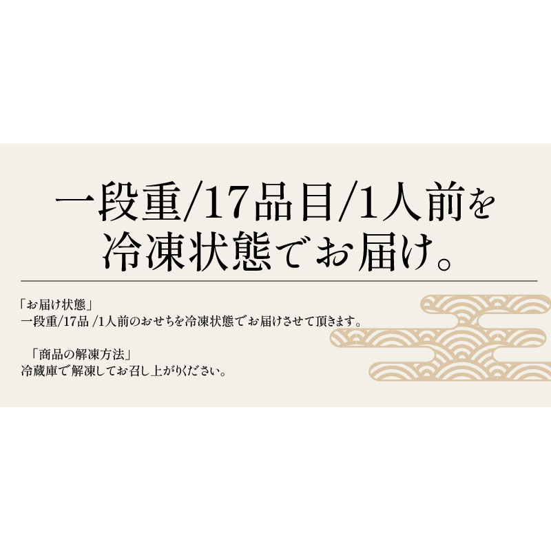 冷凍おせち 1～2人前 迎春 おせち 1段重 17品 和風 【販売終了日：2024年12月10日】