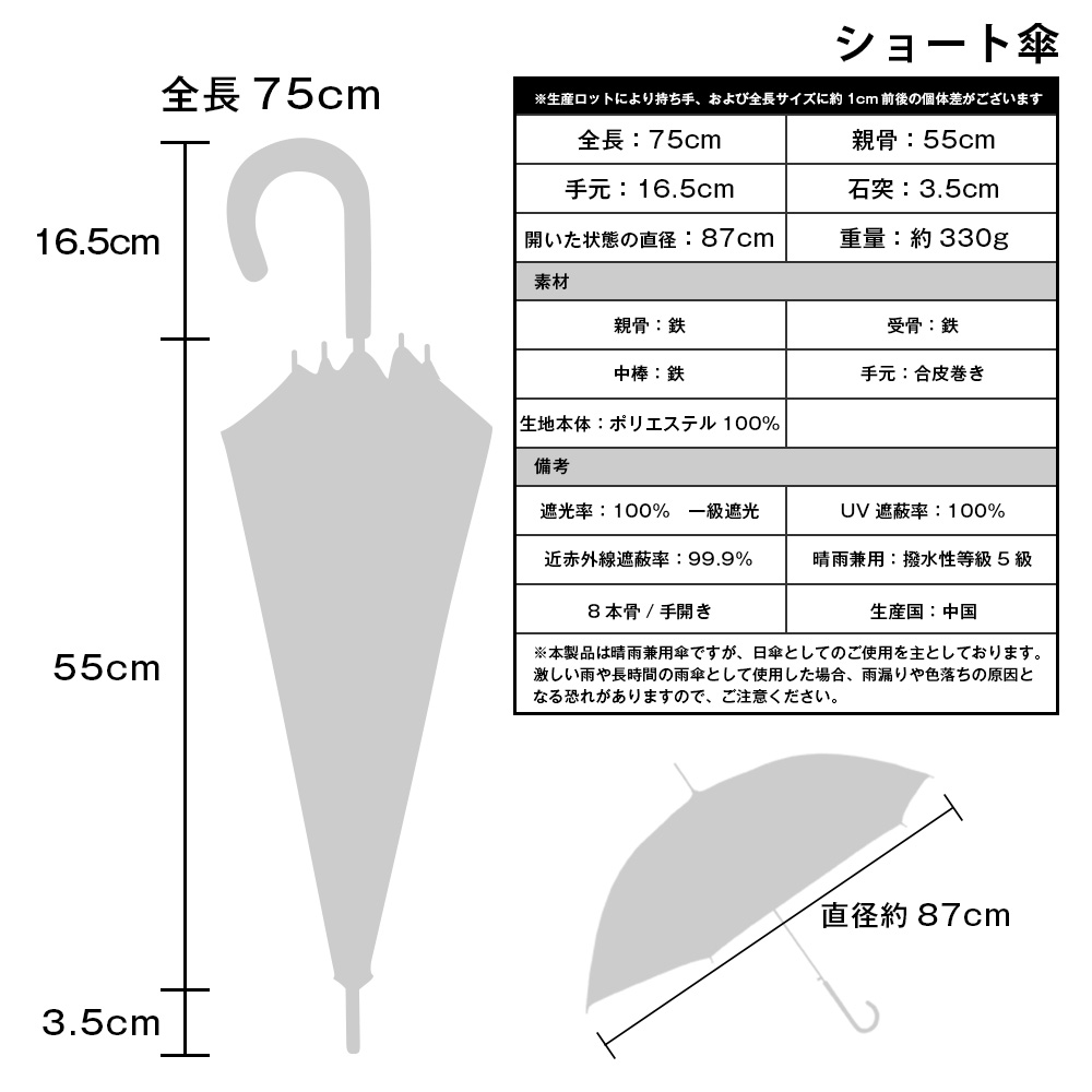 日傘 雨傘 晴雨兼用 フリル ショート傘 完全遮光 UVカット 100％ makez. マケズ 55cm レディース 超撥水 ビッグフリル付