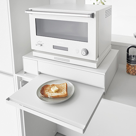 tower タワー IHクッキングヒーターラック 引き出し&スライドテーブル ホワイト 1923