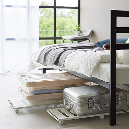 tower タワー 押入れ収納ロング台車 ホワイト 1417