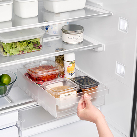 tower タワー 冷蔵庫中収納ケース L 仕切り付き ホワイト 1477