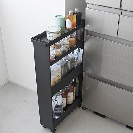 tower キャスター付きスリムワゴン 4段 ブラック 1807