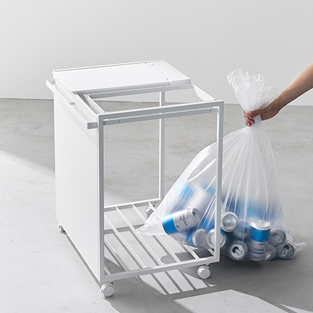 tower 蓋付き目隠し分別ダストワゴン タワー 45L 2分別 ホワイト 1820