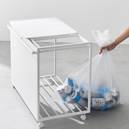 tower 蓋付き目隠し分別ダストワゴン タワー 45L 3分別 ホワイト 1822