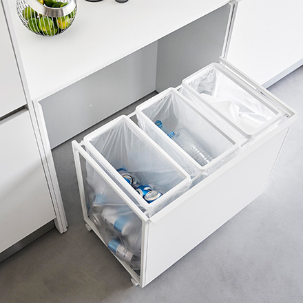 tower 目隠し分別ダストワゴン タワー 45L 3分別 ホワイト 1826