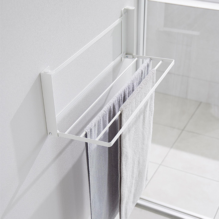 tower タワー ウォール折り畳みバスタオルラック 石こうボード壁対応 ホワイト 1941