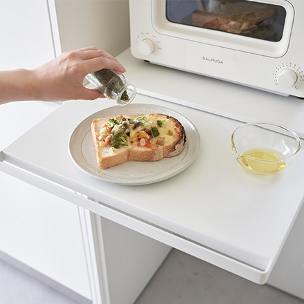 tower タワー キッチン家電下スライドテーブル ホワイト 2105