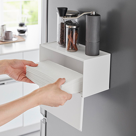 tower タワー マグネットトレー付きペーパータオルディスペンサー ホワイト 2192