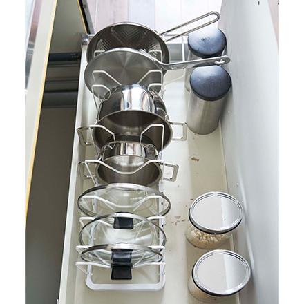 tower タワー シンク下 伸縮鍋蓋&フライパンスタンド ホワイト 3840