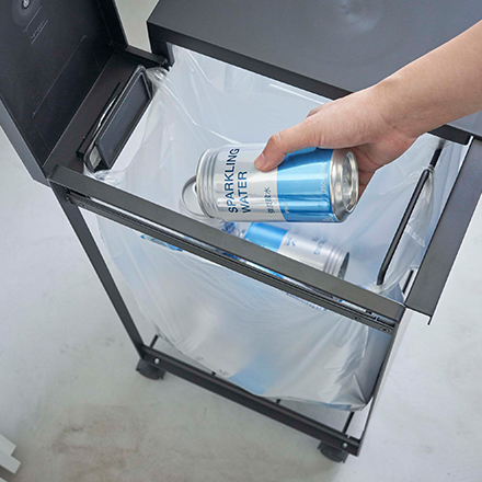 tower タワー 蓋付き目隠し分別ダストワゴン 3分別 ブラック 5978