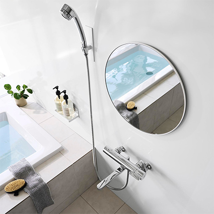 tower タワー マグネットバスルームミラー 丸型 42cm ホワイト 10177