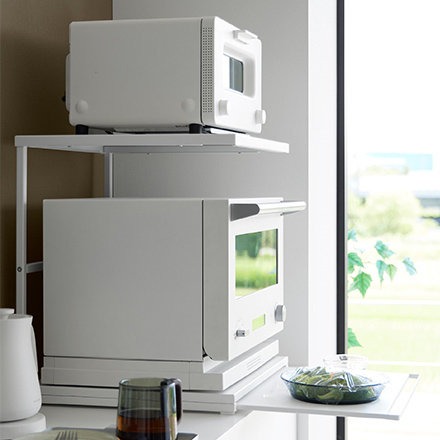 tower タワー スライドテーブル付きキッチン家電下ラック 2段 ホワイト 10652