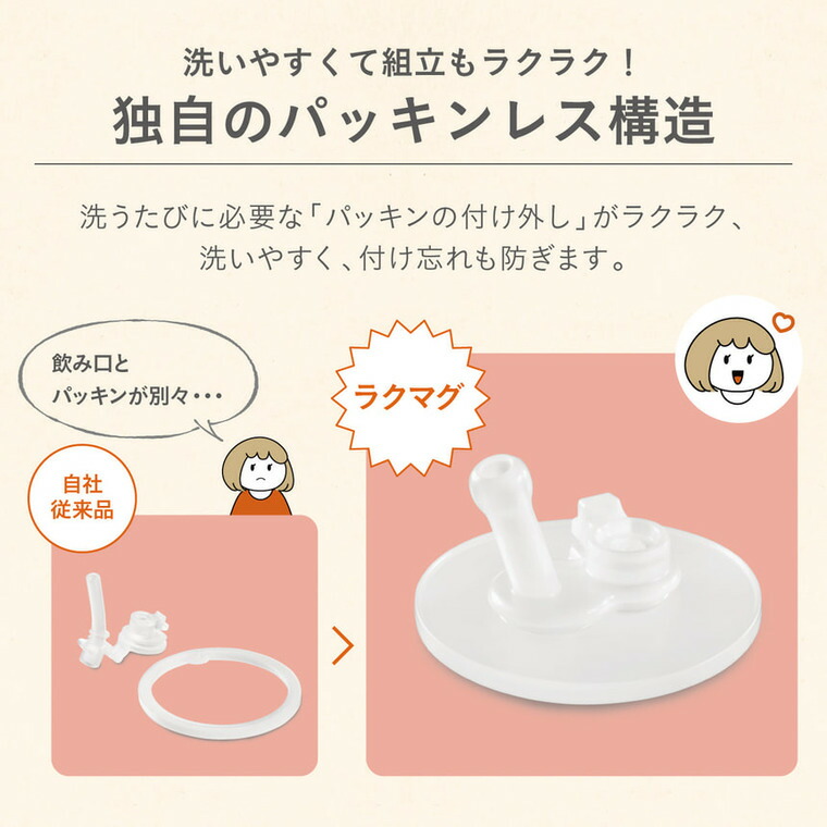 Combi コンビ ラクマグ ステンレス 漏れないストロー mini ベージュ