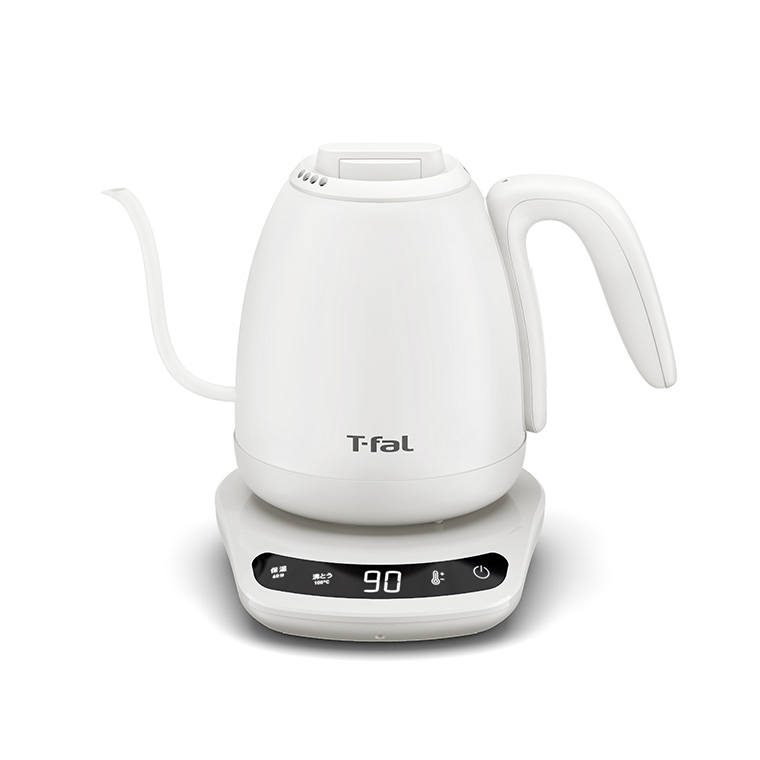 ティファール T-fal 電気ケトル カフェ ロック コントロール ホワイト 0.8L KO9201JP / 温度調節 保温 電気ポット ステンレス 自動電源オフ