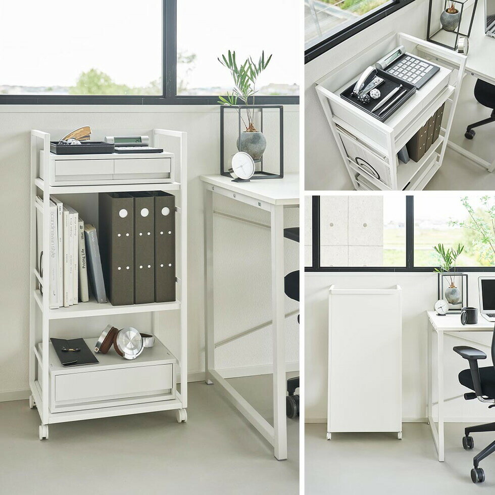 山崎実業 公式 tower 目隠しワゴン タワー L ブラック 1420