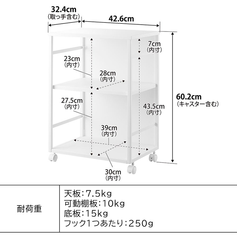 山崎実業 tower 目隠しワゴン タワー 天板付き 2段 8466 8467