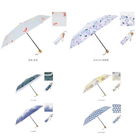 河馬印本舗 晴雨兼用折りたたみ日傘 50cm ポピー/京緋色