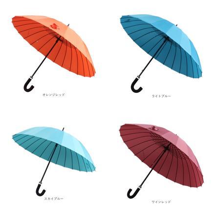 長傘 24本骨 濡れると花が浮き出る lyum905 スカイブルー