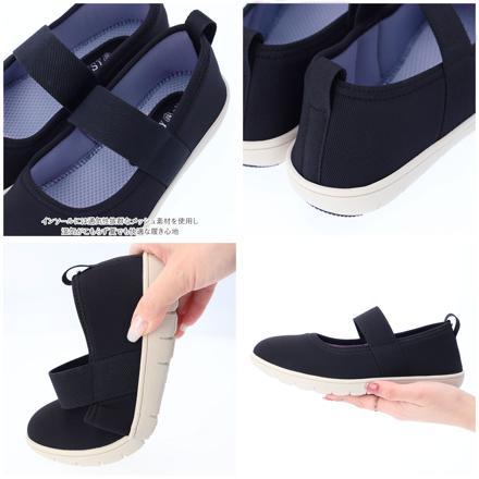 Pansy 2104 ストラップニットパンプス LL(24.5cm-25.0cm) ブラック