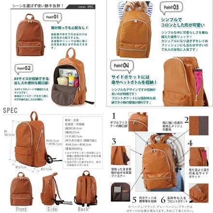 リネーム Rename #RRG-40038 スクエアリュックサック キャメル