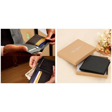 DomTeporna 牛革 二つ折り財布 BLACK