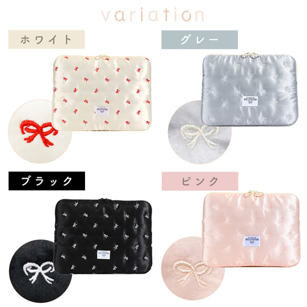 MILASIC リボン刺繍 タブレットケース ホワイト TN-RBNTC-WH