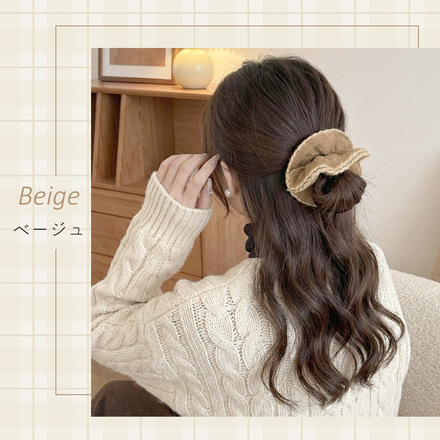 MILASIC ニットシュシュ ヘアゴム 2本おまけ ベージュ TN-KITSC-BG