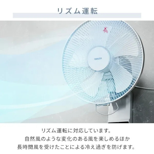壁掛け扇風機 DCモーター 30cm 上下左右自動首振り 風量5段階 タイマー 山善 YWRX-BGD307(W)