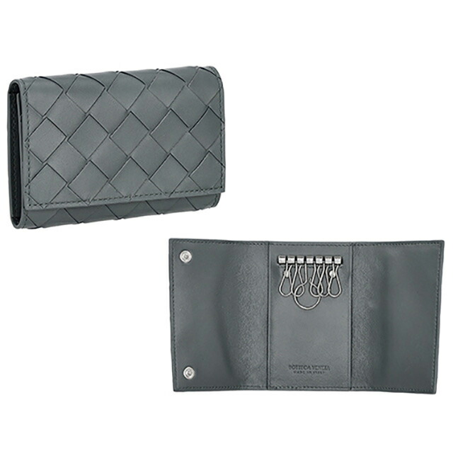 ボッテガ・ヴェネタ キーケース メンズ レディース ブランド BOTTEGA VENETA イントレチャート レザー 630336-V3US1 ブルーグレー 高級 おしゃれ プレゼント 実用的