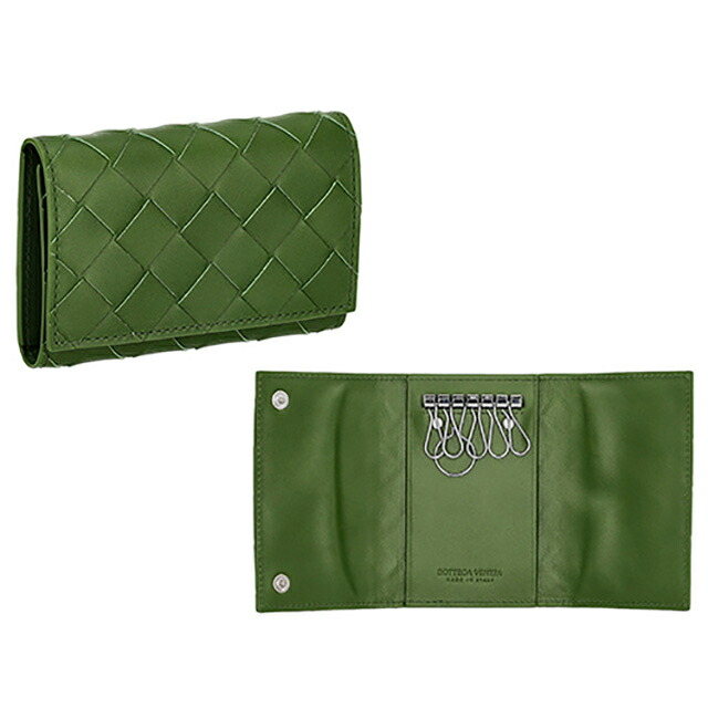 ボッテガ・ヴェネタ キーケース メンズ レディース ブランド BOTTEGA VENETA イントレチャート レザー 630336-V3US1 グリーン 高級 おしゃれ プレゼント 実用的