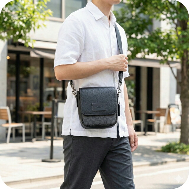 コーチ ショルダーバッグ メッセンジャーバッグ メンズ アウトレット ブランド COACH CO915 SVO1U チャコール/ブラック 斜めがけ 高級 おしゃれ プレゼント 男性 実用的 かっこいい