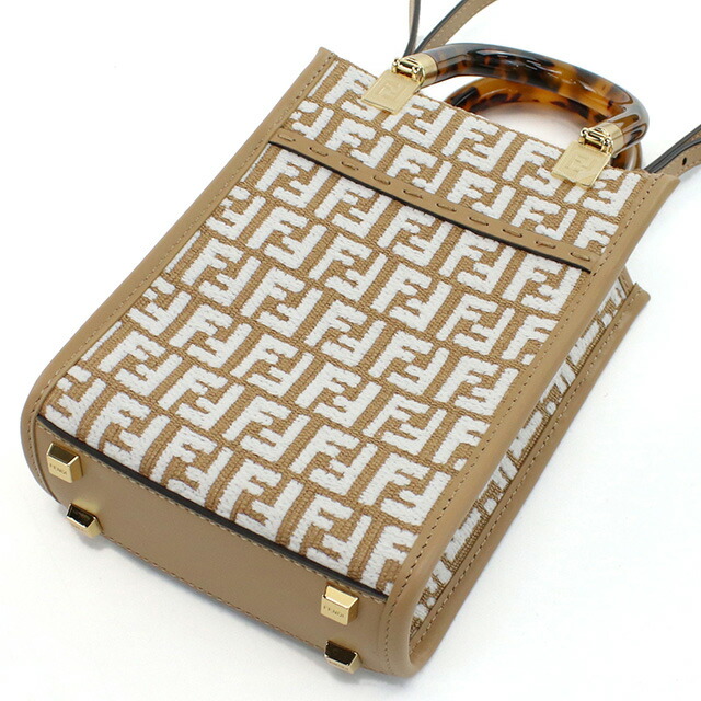 フェンディ トートバッグ レディース FENDI 8BS051 ブラウン系 ホワイト系 バッグ 軽量 手提げ ブランド 高級 おしゃれ プレゼント 女性 実用的 かわいい