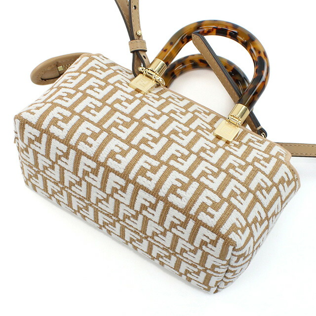 フェンディ ハンドバッグ レディース FENDI イタリア 8BS067 ブラウン系 ホワイト系 バッグ 軽量 小さめ 手提げ ブランド 高級 おしゃれ プレゼント 女性 実用的 かわいい