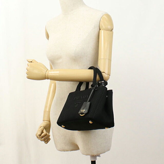 プラダ トートバッグ レディース ブランド PRADA CANAPA RICAMO 2WAY 1BA038 ブラック 軽量 手提げ 高級 おしゃれ プレゼント 女性 実用的 かわいい
