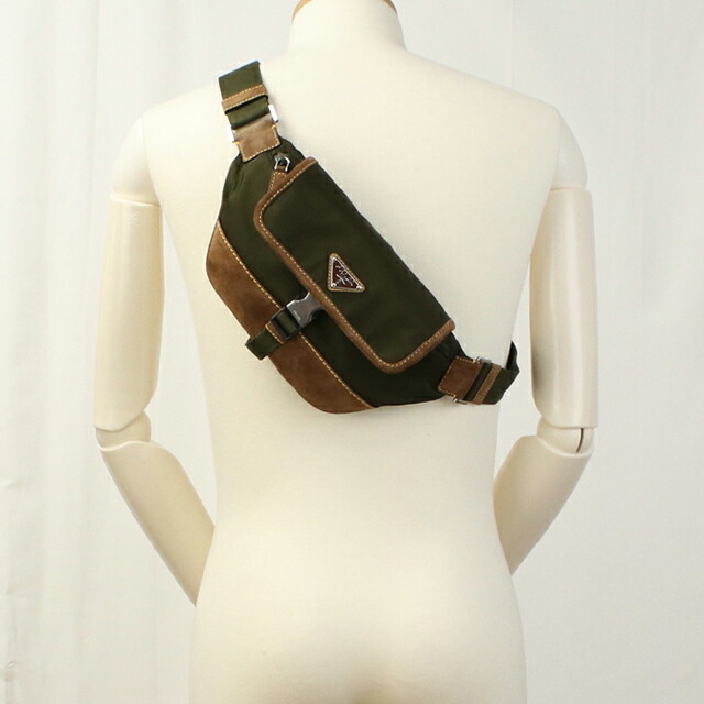 プラダ ボディバッグ メンズ ブランド PRADA 2VH176 カーキ バッグ 斜めがけ 軽量 小さめ ブランド 高級 おしゃれ プレゼント 男性 実用的 かっこいい