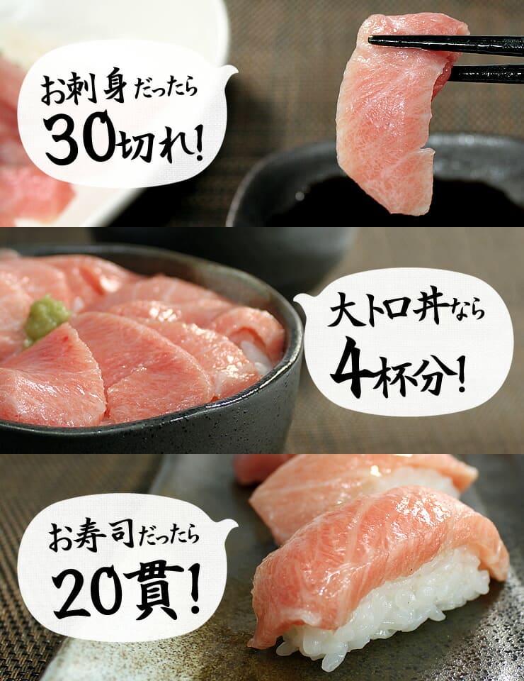 本マグロ 大トロ 400g（200g×2サク） 解凍レシピ付 [本鮪大トロ-2p]