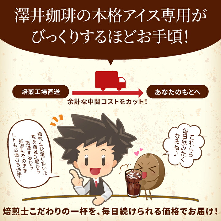 澤井珈琲 おいしい香り、コスパ良好 BITTERなアイスブレンド 400g×2袋 80杯分 中細挽き