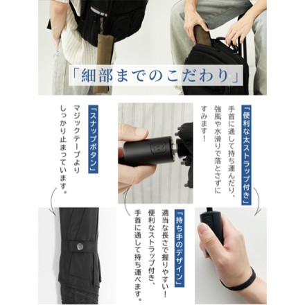 サッとたためる形状安定 超軽量 自動開閉雨傘 カーキ
